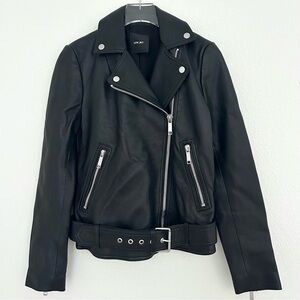 LTH JKT Black Leather Moto Biker Jacket Coat Capsule Wardrobe Glamoratti Size XS